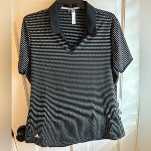 Adidas Women's Spacedye V-neck Black Striped Golf Shirt